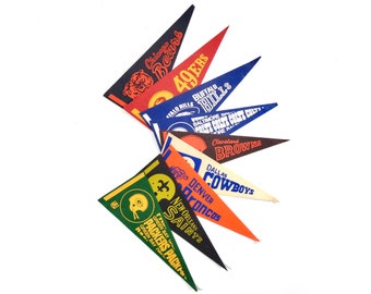 Vintage Football Team Felt Pennants, 1970s NFL Various Teams Choice of Small Souvenir Pennants, Vintage Sports Memorabilia Decor