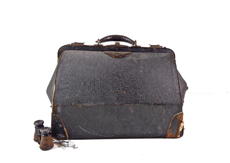 antique leather doctors bag