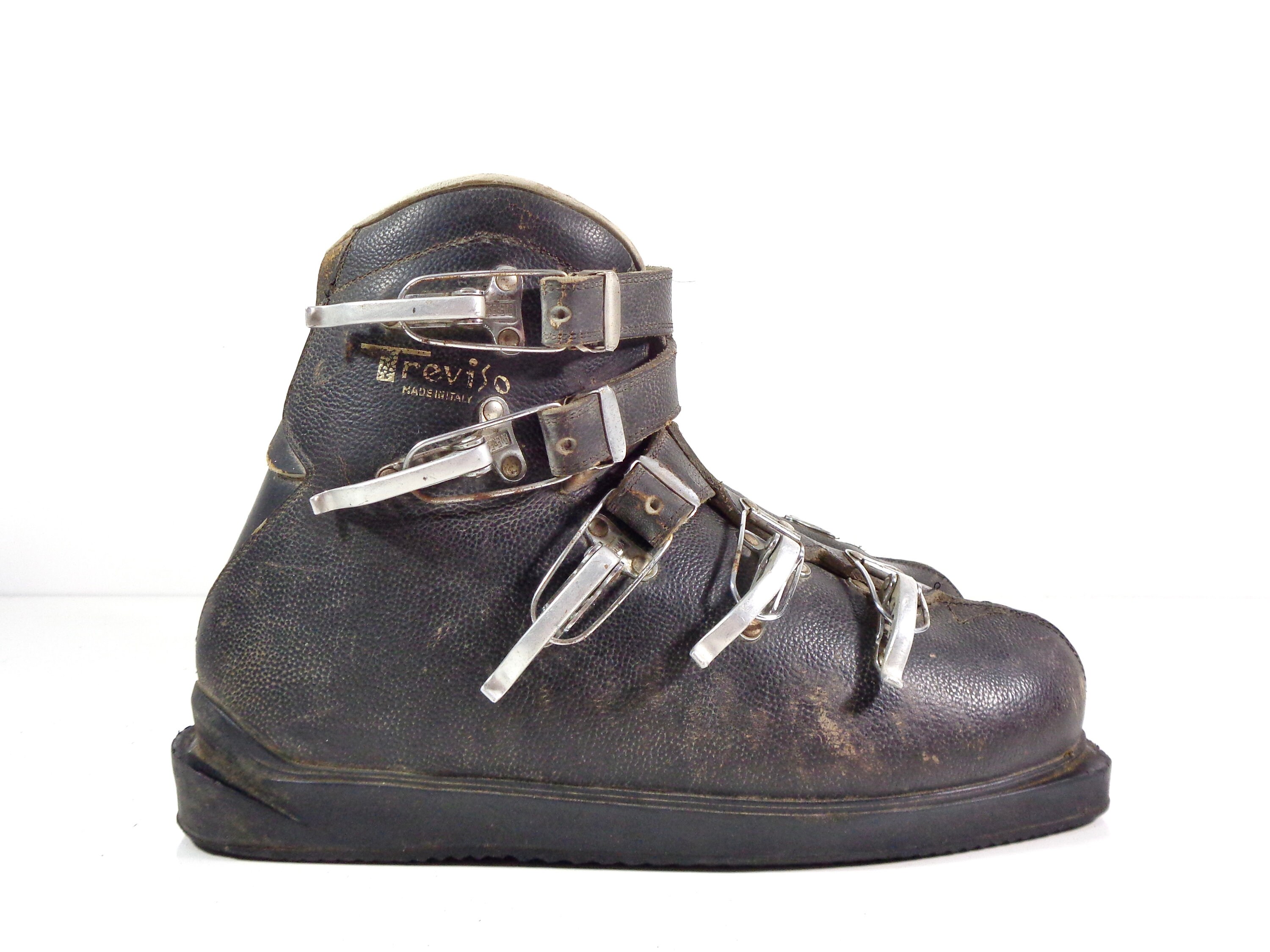 Vintage Ski Boots, Rare 1960s Treviso Italian Leather