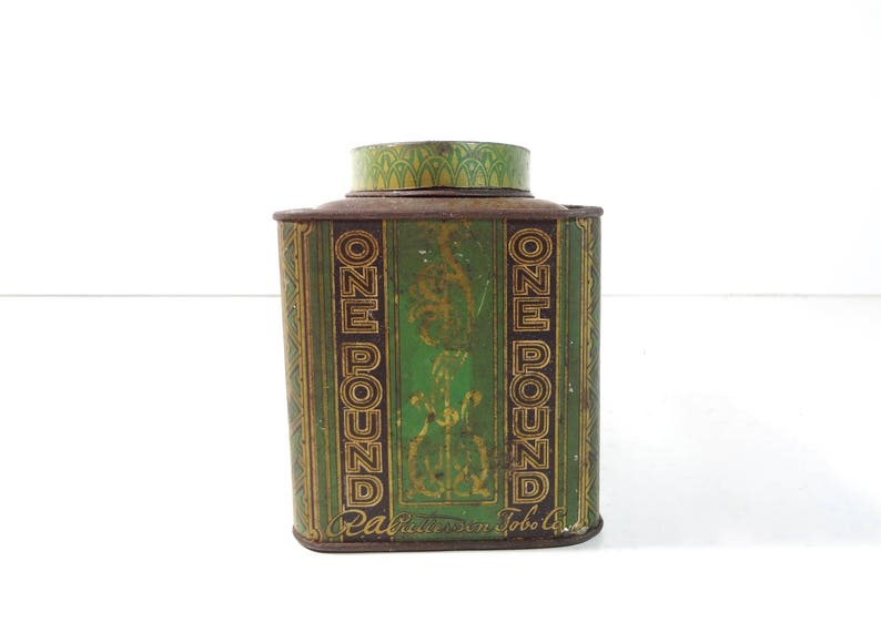 Vintage Tuxedo Tobacco Tin Box Rare One Pound Oval Top Patterson/'s Tuxedo Tobacco Advertising Tin Canister