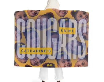 Cozy Personalized Hooded Sherpa Fleece Blanket - School Spirit