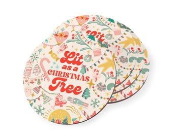 Posavasos con diseño de árbol de Navidad / Juego de posavasos con estampado navideño