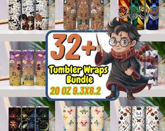 Pack Of 32+ Wizard School Magic Tumbler Wrap PNG 20oz & 30oz Tumbler Wrap PNG Sublimation Digital Download Straight Tapered