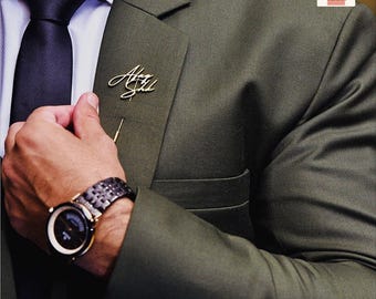 Pin de solapa personalizado con nombre – Bañado en oro o plata