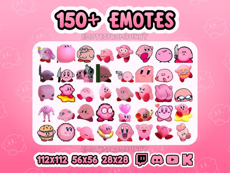 Kirby Emotes Collection | Animated Emoji | Twitch, Discord, Youtube ...