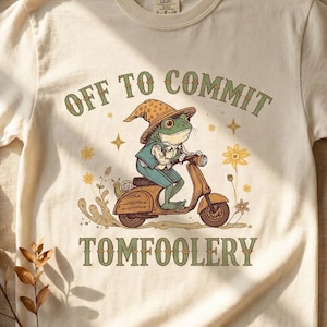 Off to Commit Tom Foolery Frog Shirt: Funny Weirdcore 90s Wizard Hat T-Shirt