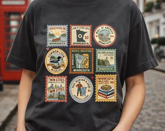 Comfort Colors® shirt Minnesota State Stamp — Vintage Postage T-shirt met print