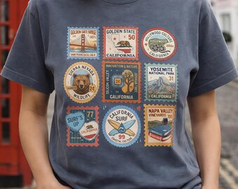 Comfort Colors® retro shirt met Californië-stempel — Vintage Travel State Pride-T-shirt