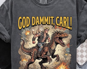 Princess Donut & Mongo Raptor Retro LitRPG-T-shirt — kerkercrawler Carl "Godverdomme, Carl!" Shirt