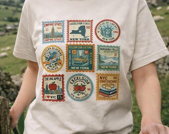 Comfort Colors® vintage New York Stamp-shirt — Retro NYC Travel-shirt met print