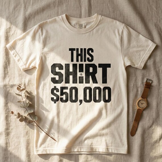 Comfort Colors® Funny Text Shirt — This Shirt Is 50,000 Dollars Ironic Meme Tee