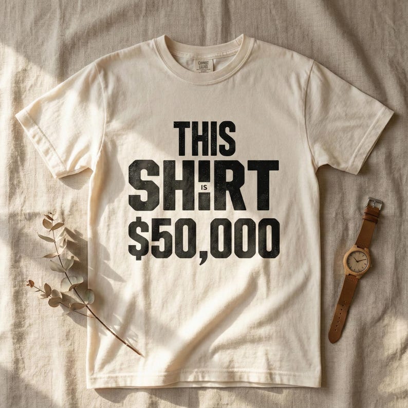 Camiseta con texto divertido de Comfort Colors® — Esta camiseta cuesta 50.000 dólares (Camiseta con meme irónico) imagen 1