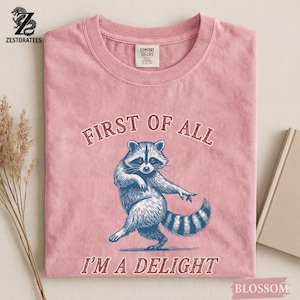 Comfort Colors® Vintage Raccoon Graphic Shirt — First of All I’m a Delight Sarcastic Funny Tee image 5