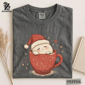 Comfort Colors® Cocoa Marshmallow Shirt – Cozy Christmas Mug Tee, Retro Holiday T-Shirt