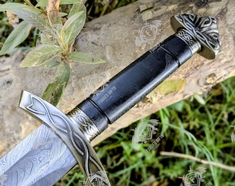 Hand-Forged Damascus Steel Northmen Sword | Viking Display Collectible