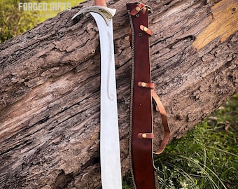 Handmade Orcrist Sword of Thorin, Fantasy Replica with Leather Scabbard