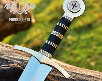 Hand-Forged Knights Templar Sword Replica: High Carbon Steel Blade