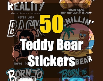 50 Teddy Bear Stickers | Vinyl Decals for Planners, Laptops, Journals