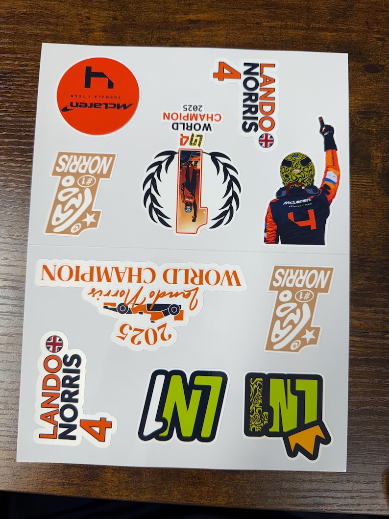 Juego de pegatinas de Lando Norris, campeón del mundo de F1 (20 unidades) imagen 5