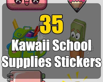 35 Kawaii School Supplies Stickers | Planner, Notebook, Laptop Decals