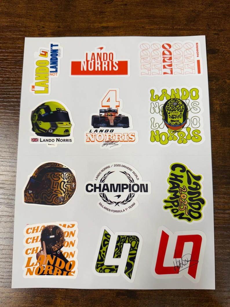Juego de pegatinas de Lando Norris, campeón del mundo de F1 (20 unidades) imagen 4