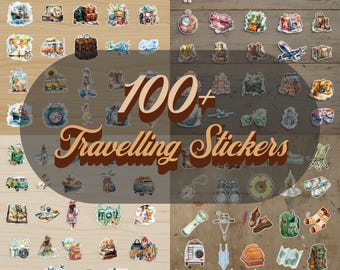 100+ Travelling Sticker Bundle, Junk Journal, Travel Elements. Road Trip, Vacation, Adventure