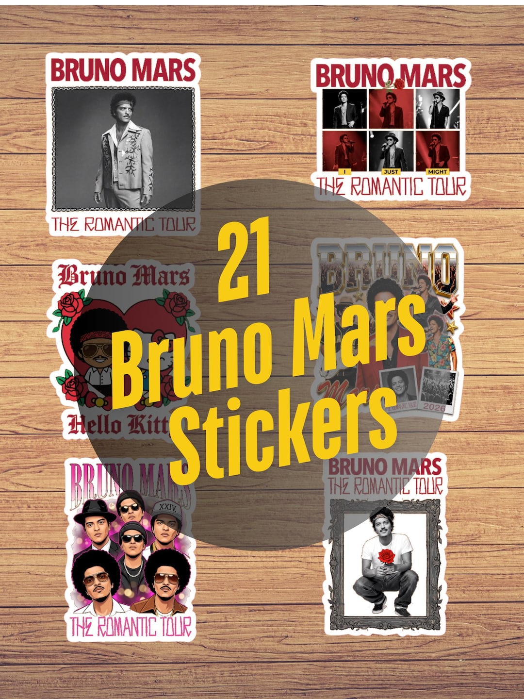 Brumos Sticker Bruno Mars Sticker Set | 21 PCS - Etsy