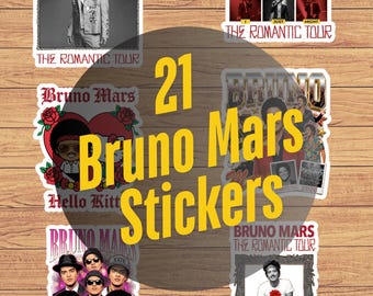 Set de pegatinas de Bruno Mars / 21 piezas