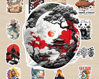 Japanese Art Style Stickers | Waterproof Vinyl Pack (20-100 Stickers)