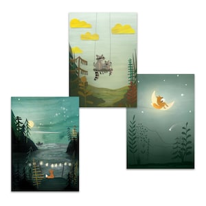 SET de 3 tarjetas/miniposters 'atardecer'