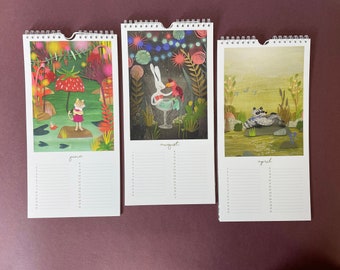 Verjaardagskalender met sfeervolle vrolijke illustraties met (bos) dieren