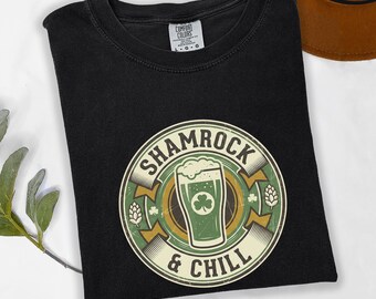 Shamrock and Chill Shirt, Vintage Brewery Hoodie, Retro Beer Dad Gift, Distressed Irish Pub Gift, Comfort Colors 1717