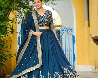 fashionable teal color indian lehngha for whoman.redy to wear.fully flair lehngha.hevy sequance work.