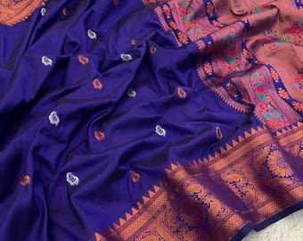 beautiful paithani soft silk saree with beautiful color.lehriya saree.wedding saree.silk saree.