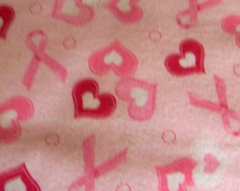 Snuggle Flannel Pink Hearts and Ribbons