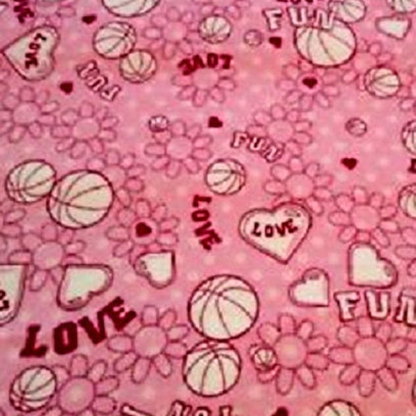 Snuggle Flannel - Love Volley Ball Pink (per the definition on the bolt)