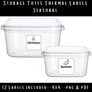 Bolsa de almacenamiento 4x4 Etiqueta térmica Paquete de 12 diseños de temporada - Etiqueta térmica PNG y PDF - Plantilla de etiqueta para impresora térmica