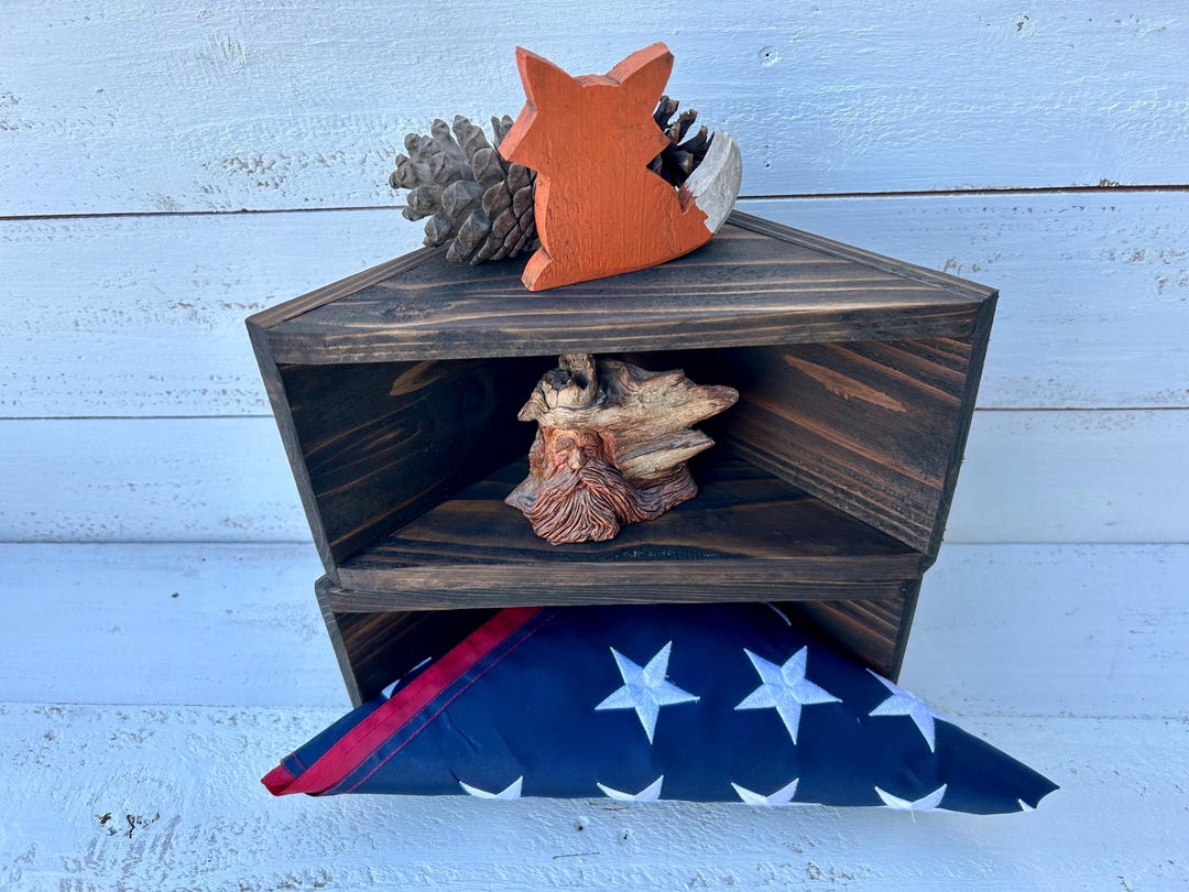 Handcrafted Cedar Brown Corner Shelving Pair Etsy 