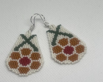 Brick Stitch floral earrings