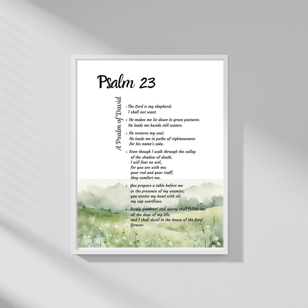 Psalm 23 David's Bible Verse Printable Set of 2 | Clear Scripture Print ...