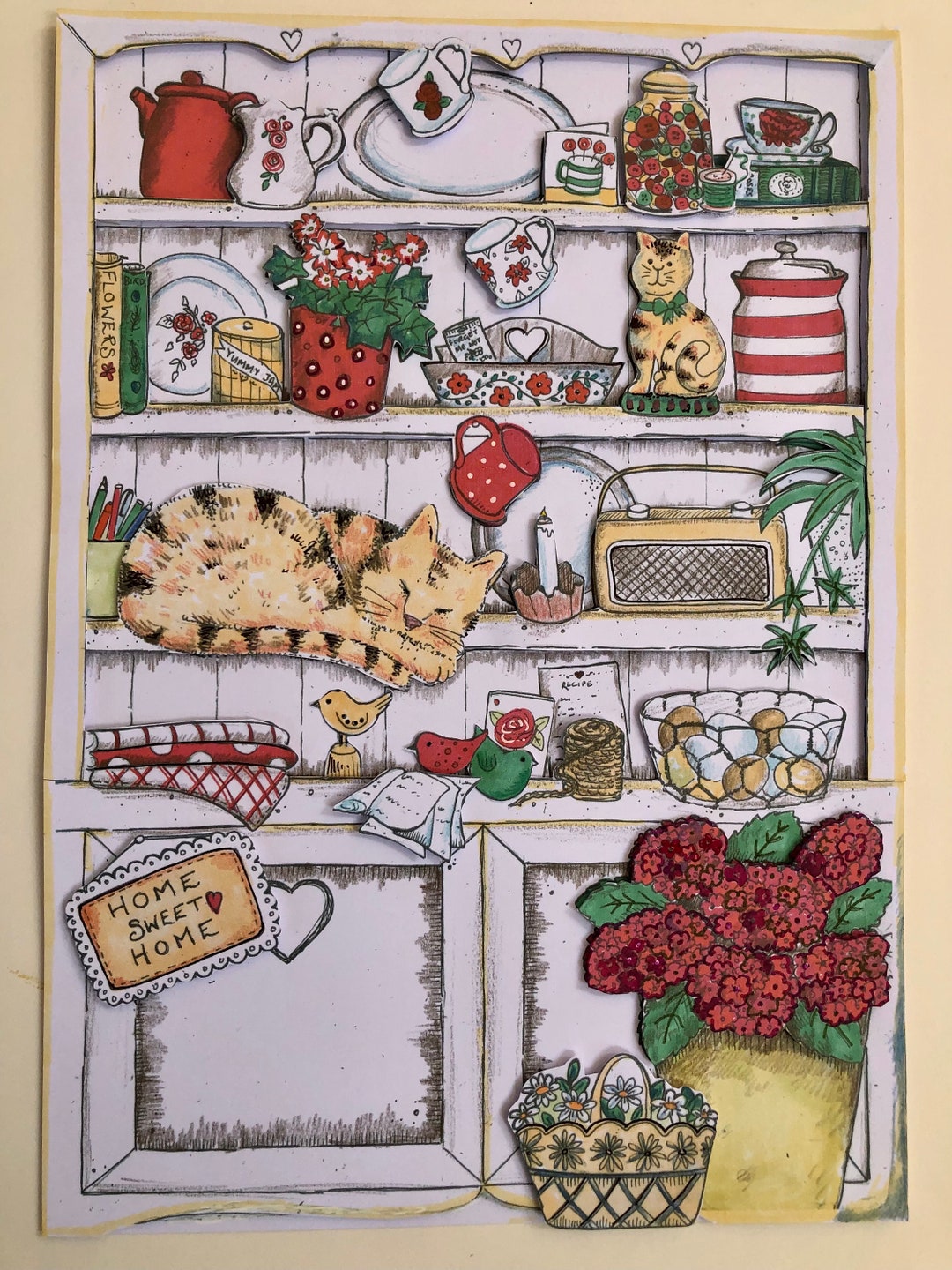 Print and Make 3D Colouring In..'country Kitchen Dresser’ Digital A4 ...