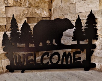 Wall Plaque Black Bear Welcome Rustic Cabin Lodge Decor Indoor Outdoor New 