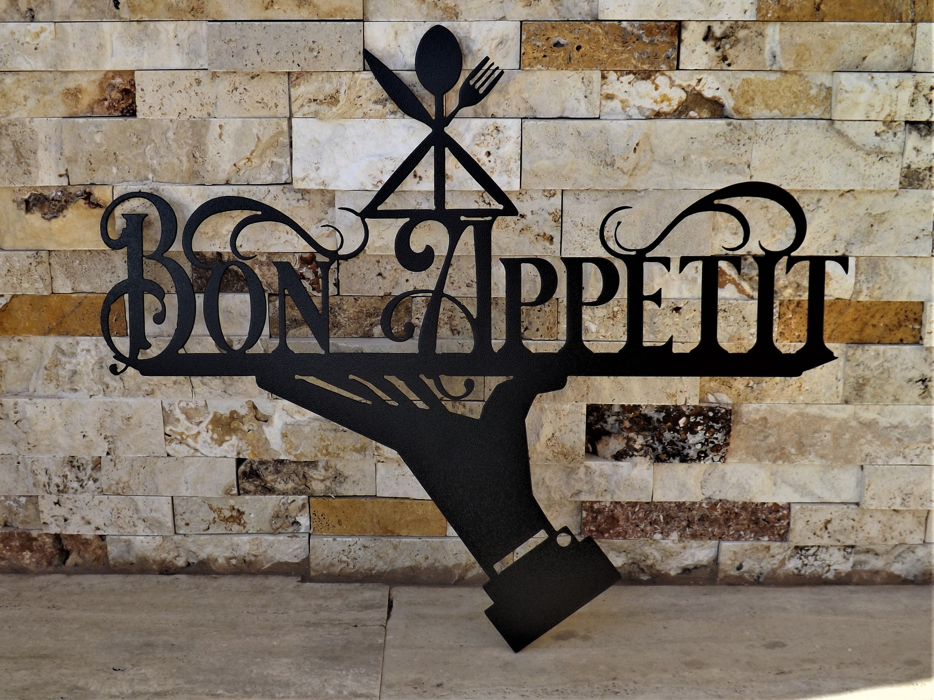 Bon Appetit Metal sign Bon Appetit Metal Word Kitchen Wall Etsy