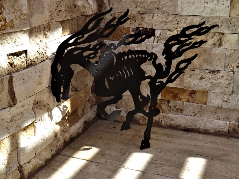 Skeletal Horse Metal Art Gothic Skeleton Wall Decor Etsy