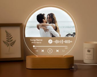 Targa musicale personalizzata con luce notturna / Cornice musicale Spotify personalizzata per Natale, San Valentino, anniversario, regalo