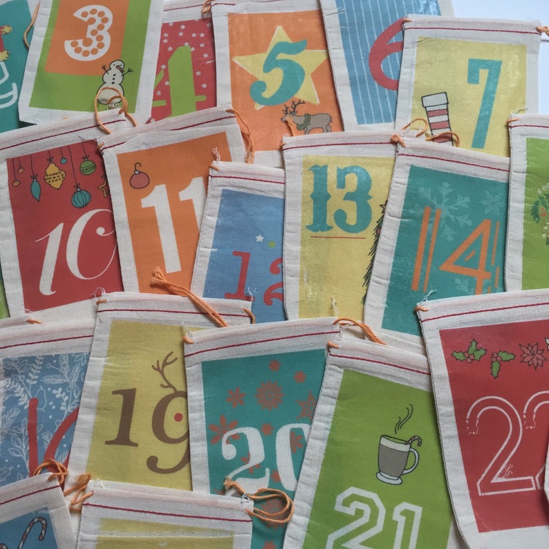 25 Muslin Bags Advent Calendar Christmas Countdown Muslin Etsy