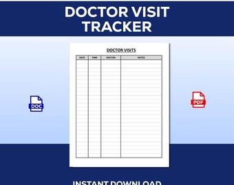 Doctor Visits Tracker, Medical Appointment Organizer (Printable)