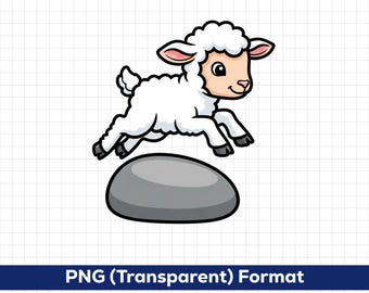 Baby Lamb Jumping Clipart: PNGs (Digital Download)