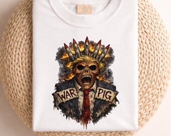 Anti-Trump-shirt, No King No War-T-shirt, T-shirt met politieke schedel, grafisch protestshirt, donkere statement-top