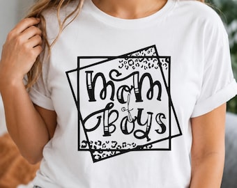 Mom of Boys Shirt, Leopard Print Boy Mom Tee, Trendy Mom Life Mothers Day Gift for Boy Mama
